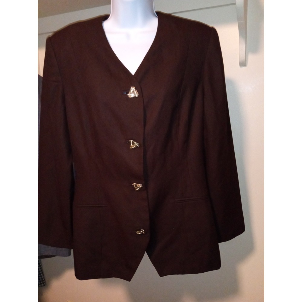 St Anthony Evening Jacket Size 8 Brown Blazer Rhinestone Buttons Vtg Church